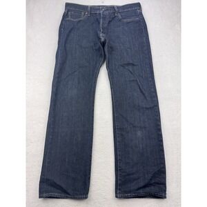 Levis 501 Jeans Mens 35x32 Blue Distressed Straight Leg Button Fly Denim